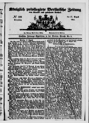 Königlich privilegirte Berlinische Zeitung von Staats- und gelehrten Sachen vom 27.08.1861