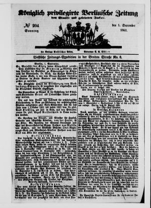 Königlich privilegirte Berlinische Zeitung von Staats- und gelehrten Sachen vom 01.09.1861