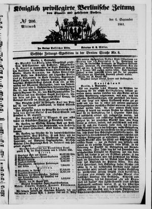 Königlich privilegirte Berlinische Zeitung von Staats- und gelehrten Sachen vom 04.09.1861