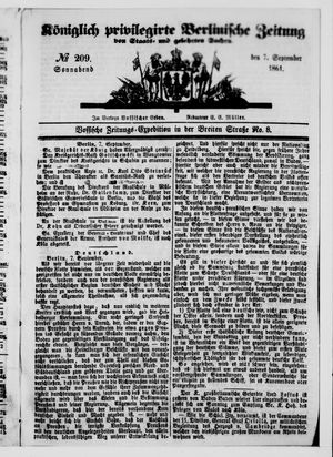 Königlich privilegirte Berlinische Zeitung von Staats- und gelehrten Sachen on Sep 7, 1861