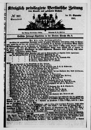 Königlich privilegirte Berlinische Zeitung von Staats- und gelehrten Sachen vom 28.09.1861