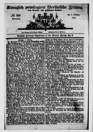 Königlich privilegirte Berlinische Zeitung von Staats- und gelehrten Sachen vom 01.10.1861
