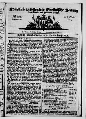Königlich privilegirte Berlinische Zeitung von Staats- und gelehrten Sachen vom 03.10.1861