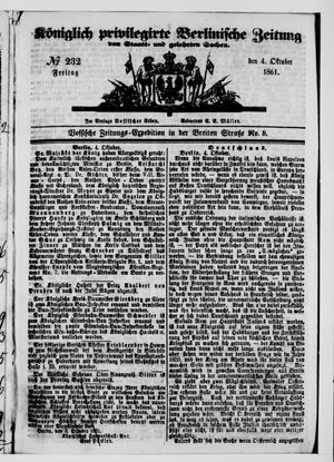 Königlich privilegirte Berlinische Zeitung von Staats- und gelehrten Sachen vom 04.10.1861
