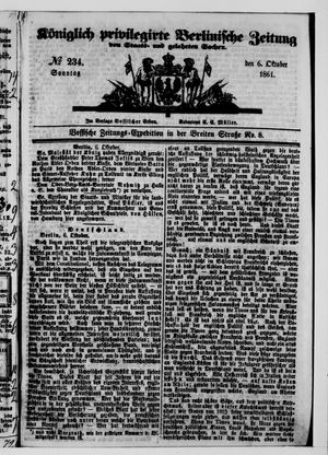Königlich privilegirte Berlinische Zeitung von Staats- und gelehrten Sachen vom 06.10.1861