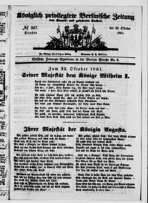 Königlich privilegirte Berlinische Zeitung von Staats- und gelehrten Sachen vom 22.10.1861