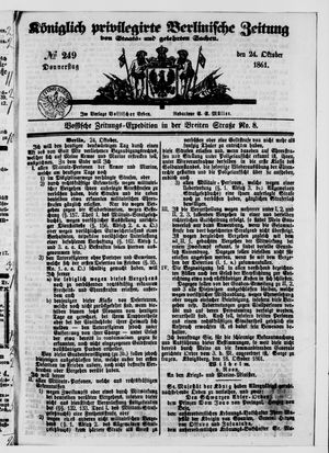 Königlich privilegirte Berlinische Zeitung von Staats- und gelehrten Sachen vom 24.10.1861
