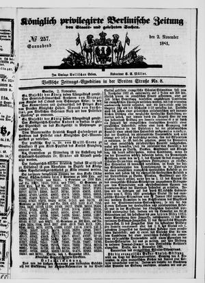 Königlich privilegirte Berlinische Zeitung von Staats- und gelehrten Sachen vom 02.11.1861