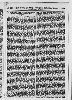 Königlich privilegirte Berlinische Zeitung von Staats- und gelehrten Sachen vom 03.11.1861
