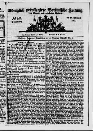 Königlich privilegirte Berlinische Zeitung von Staats- und gelehrten Sachen on Nov 14, 1861