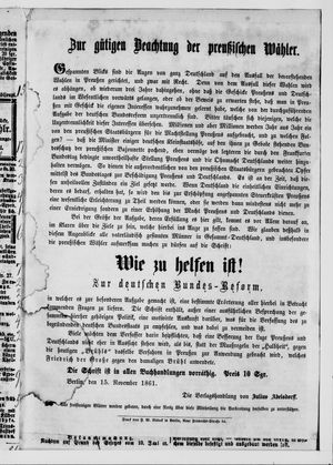 Königlich privilegirte Berlinische Zeitung von Staats- und gelehrten Sachen vom 17.11.1861