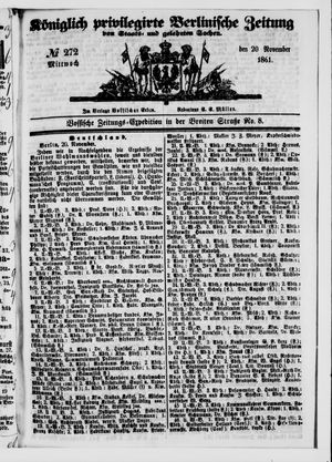 Königlich privilegirte Berlinische Zeitung von Staats- und gelehrten Sachen vom 20.11.1861