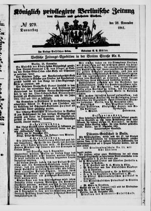 Königlich privilegirte Berlinische Zeitung von Staats- und gelehrten Sachen vom 28.11.1861