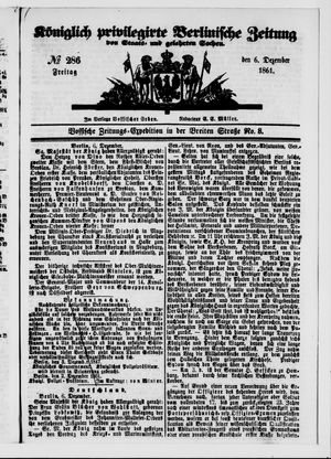 Königlich privilegirte Berlinische Zeitung von Staats- und gelehrten Sachen vom 06.12.1861