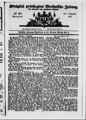 Königlich privilegirte Berlinische Zeitung von Staats- und gelehrten Sachen vom 07.12.1861