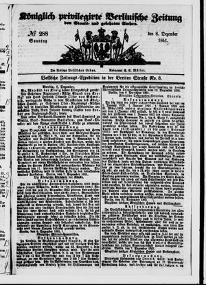 Königlich privilegirte Berlinische Zeitung von Staats- und gelehrten Sachen vom 08.12.1861