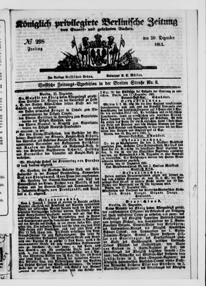 Königlich privilegirte Berlinische Zeitung von Staats- und gelehrten Sachen vom 20.12.1861
