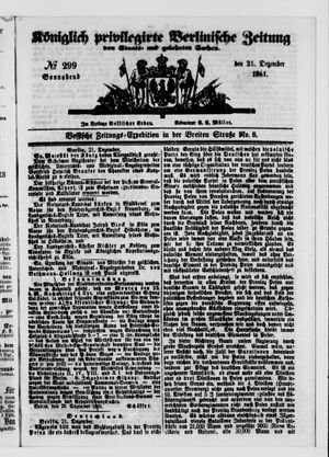 Königlich privilegirte Berlinische Zeitung von Staats- und gelehrten Sachen vom 21.12.1861