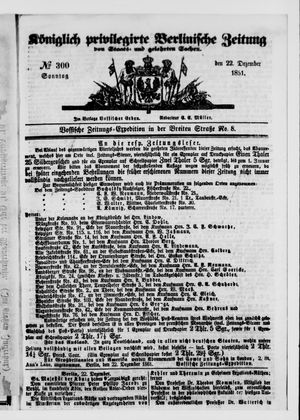 Königlich privilegirte Berlinische Zeitung von Staats- und gelehrten Sachen vom 22.12.1861