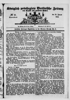 Königlich privilegirte Berlinische Zeitung von Staats- und gelehrten Sachen vom 25.01.1862