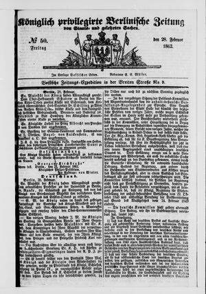Königlich privilegirte Berlinische Zeitung von Staats- und gelehrten Sachen vom 28.02.1862