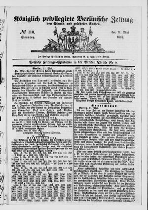 Königlich privilegirte Berlinische Zeitung von Staats- und gelehrten Sachen vom 11.05.1862