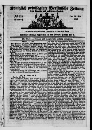Königlich privilegirte Berlinische Zeitung von Staats- und gelehrten Sachen vom 14.05.1862