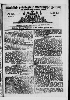 Königlich privilegirte Berlinische Zeitung von Staats- und gelehrten Sachen vom 25.05.1862