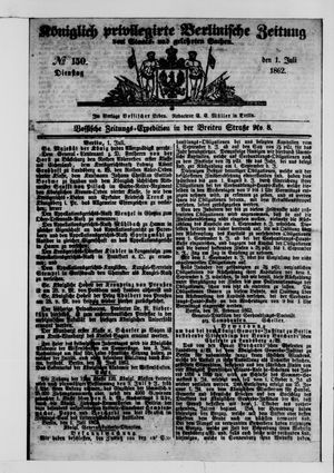 Königlich privilegirte Berlinische Zeitung von Staats- und gelehrten Sachen vom 01.07.1862
