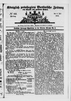 Königlich privilegirte Berlinische Zeitung von Staats- und gelehrten Sachen vom 04.07.1862