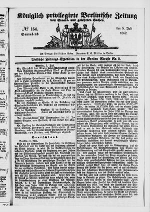 Königlich privilegirte Berlinische Zeitung von Staats- und gelehrten Sachen vom 05.07.1862