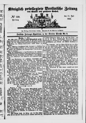 Königlich privilegirte Berlinische Zeitung von Staats- und gelehrten Sachen vom 11.07.1862