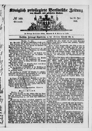 Königlich privilegirte Berlinische Zeitung von Staats- und gelehrten Sachen vom 23.07.1862