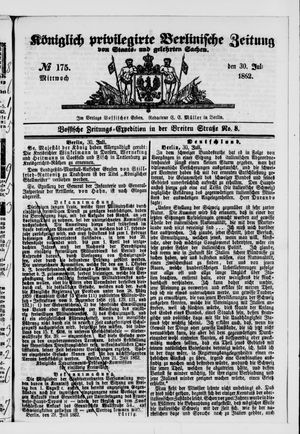Königlich privilegirte Berlinische Zeitung von Staats- und gelehrten Sachen vom 30.07.1862