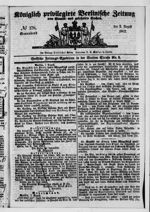 Königlich privilegirte Berlinische Zeitung von Staats- und gelehrten Sachen vom 02.08.1862