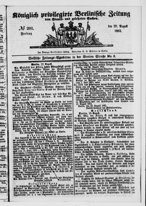 Königlich privilegirte Berlinische Zeitung von Staats- und gelehrten Sachen vom 29.08.1862