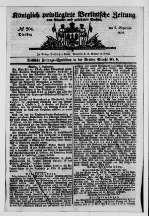 Königlich privilegirte Berlinische Zeitung von Staats- und gelehrten Sachen vom 02.09.1862