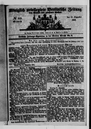 Königlich privilegirte Berlinische Zeitung von Staats- und gelehrten Sachen on Dec 31, 1862