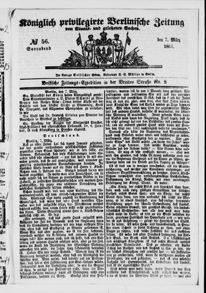 Königlich privilegirte Berlinische Zeitung von Staats- und gelehrten Sachen on Mar 7, 1863