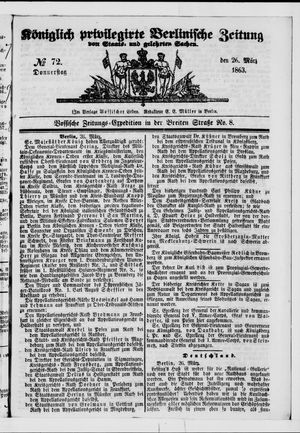Königlich privilegirte Berlinische Zeitung von Staats- und gelehrten Sachen on Mar 26, 1863