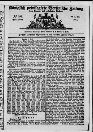 Königlich privilegirte Berlinische Zeitung von Staats- und gelehrten Sachen vom 02.05.1863