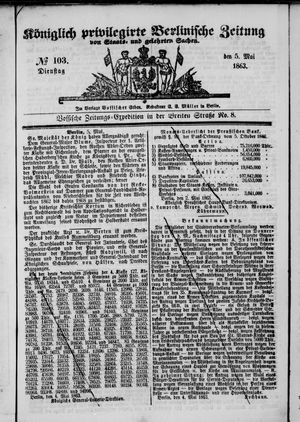 Königlich privilegirte Berlinische Zeitung von Staats- und gelehrten Sachen vom 05.05.1863