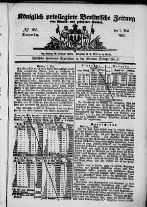 Königlich privilegirte Berlinische Zeitung von Staats- und gelehrten Sachen vom 07.05.1863
