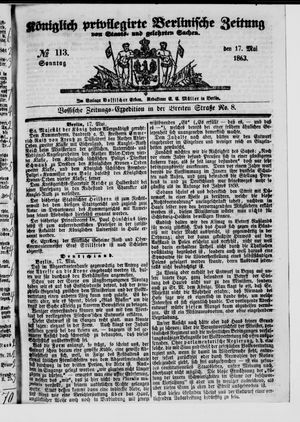 Königlich privilegirte Berlinische Zeitung von Staats- und gelehrten Sachen vom 17.05.1863