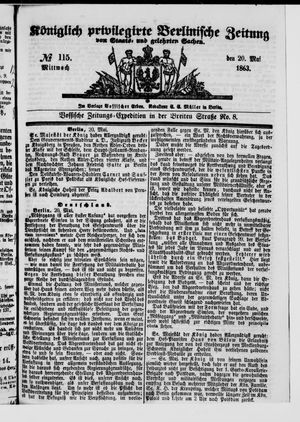 Königlich privilegirte Berlinische Zeitung von Staats- und gelehrten Sachen on May 20, 1863