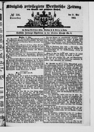 Königlich privilegirte Berlinische Zeitung von Staats- und gelehrten Sachen vom 21.05.1863
