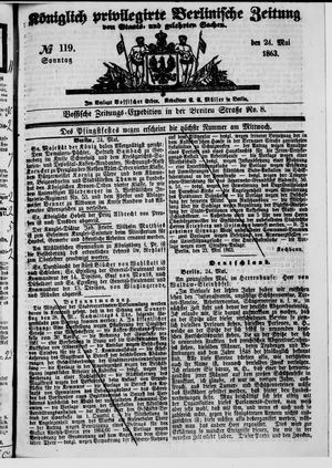 Königlich privilegirte Berlinische Zeitung von Staats- und gelehrten Sachen on May 24, 1863