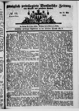 Königlich privilegirte Berlinische Zeitung von Staats- und gelehrten Sachen vom 28.05.1863