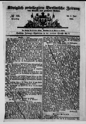 Königlich privilegirte Berlinische Zeitung von Staats- und gelehrten Sachen vom 02.06.1863