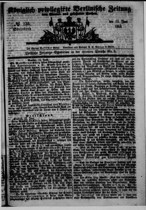Königlich privilegirte Berlinische Zeitung von Staats- und gelehrten Sachen vom 13.06.1863